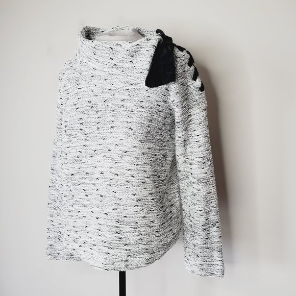 CLUB MONACO Cotton Marled Grey Cowl Bow Neck Sweater - Picture 6 of 11